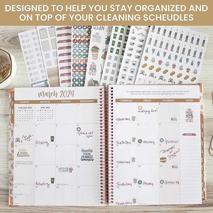 bloom daily planners Household Chores Planner Stickers -Essential Variety Pack for Home Productivity - to-Dos, Errands, Tasks - 8 Sheets / 736 Stickers - Icons & Quotes