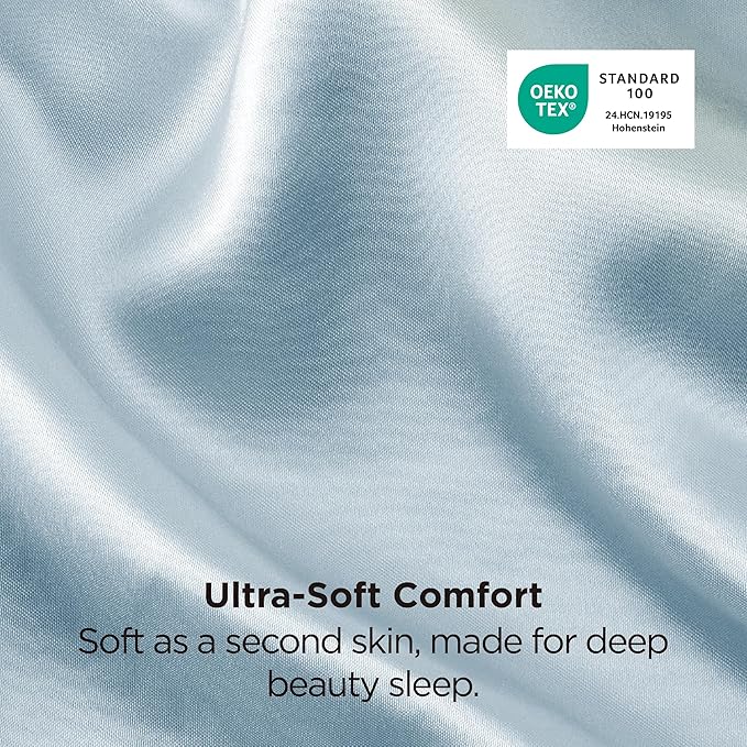 Bedsure Satin Pillowcase 2 Pack Similar to Silk Pillow Cases Standard Size, Pillow Case for Sleeping Women with Envelope Closure, Gifts for Women Men, Light Turquoise, 20x26 Inches, 2pcs