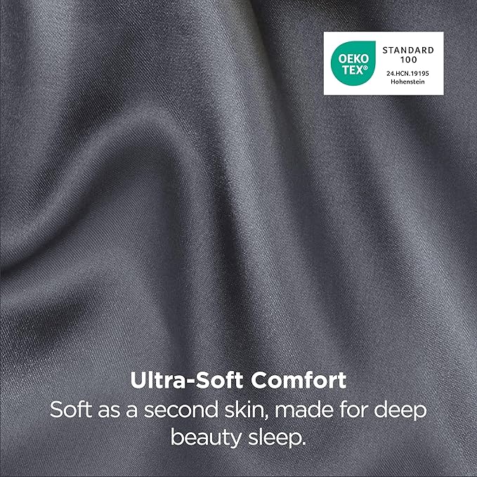 Bedsure Satin Pillowcase for Hair and Skin Queen - Space Grey Silky Pillowcase 2 Pack with Envelope Closure, Similar to Silk Pillow Cases, Gifts for Women Men, 20x30 Inches, 2pcs