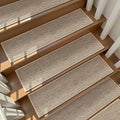 Deerly Linen Stair Treads Non Slip 15pcs Stair Runner for Wooden Steps Peel and Stick Stairs Carpet Treads Indoor Staircase Covers Mat with Self-Adhesive Backing for Pets and Kids 8"X30" Beige