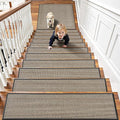 Chenille Stair Treads Non Slip 10pcs Comfortable Stair Runner for Wooden Steps Rubber Backing Stairs Carpet Treads Indoor Staircase Covers Mat with Rubber Backing for Pets Kids 8"X30" Black White