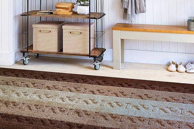 Custom Size Hallway Runner Rug Brown-Beige Color 31 inch Wide Select Your Length Non-Slip (Skid Resistance) Rubber Backing 2 feet x 31 inch