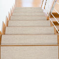Non Slip Stair Treads for Wooden Stairs, 8" x 30" Staircase Step Treads, 100% Linen, Reusable Adhesive, Indoor, for Kids, Seniors & Dogs(Beige, 15pcs)