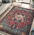 Keen Home Design 5x7 Rug - Machine Washable Area Rug with Non-Slip Backing, Ideal for Living Room, Dining Room, Bedroom - Vintage, Easy Clean, Durable, Low Pile Rug - (5' x 7')
