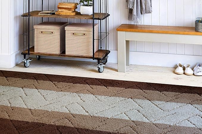 Custom Size Hallway Runner Rug Brown-Beige Color 31 inch Wide Select Your Length Non-Slip (Skid Resistance) Rubber Backing 2 feet x 31 inch