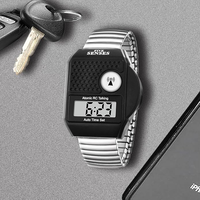 FIVE SENSES - English Atomic Talking Watch, Easy to use for Seniors Blind Men Women, Loud Talking Watch with Sound for Vision Impaired, Watches for Elderly Women, Blind People Products 1095