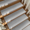 Deerly Linen Stair Treads Non Slip 15pcs Stair Runner for Wooden Steps Peel and Stick Stairs Carpet Treads Indoor Staircase Covers Mat with Self-Adhesive Backing for Pets and Kids 8"X30" Grey